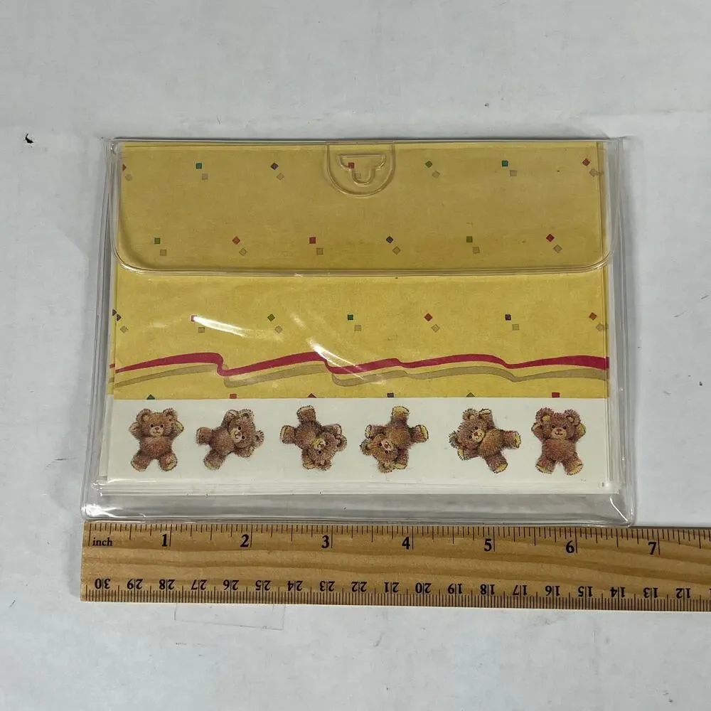 SMALL WORLD GREETINGS Teddy Bear Note Cards Envelopes Vintage 1980s Stationery
